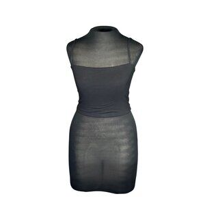 Susana Monaco Black Nylon/Spandex Sleeveless Cropped Tank Top